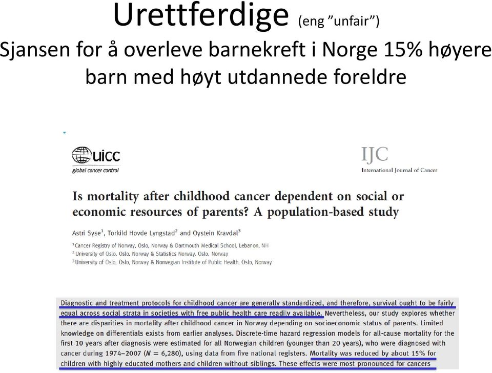 barnekreft i Norge 15%