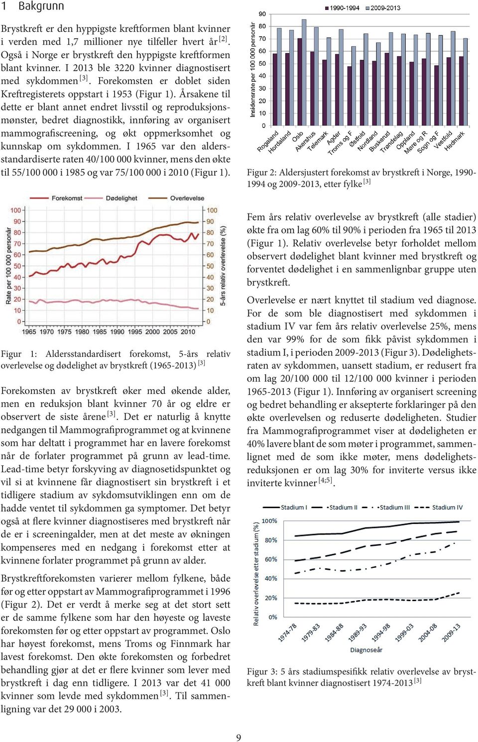 Årsakene til dette er blant annet endret livsstil og reproduksjonsmønster, bedret diagnostikk, innføring av organisert mammografiscreening, og økt oppmerksomhet og kunnskap om sykdommen.