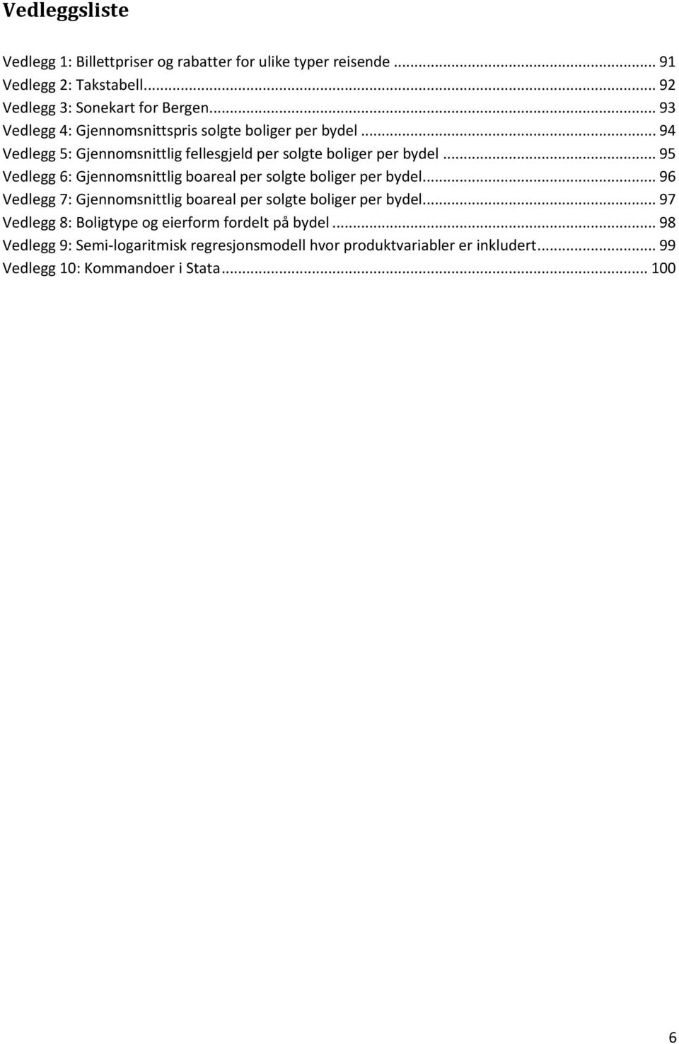 .. 95 Vedlegg 6: Gjennomsnittlig boareal per solgte boliger per bydel... 96 Vedlegg 7: Gjennomsnittlig boareal per solgte boliger per bydel.