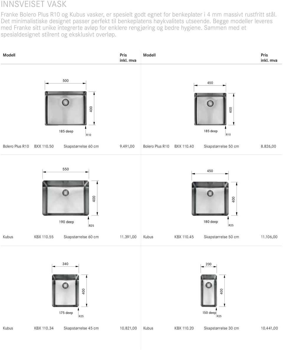 Sammen med et spesialdesignet stilrent og eksklusivt overløp. Pris Pris 500 450 185 deep Bolero Plus R10 BXX 110.50 Skapstørrelse 60 cm 9.491,00 Bolero Plus R10 BXX 110.40 Skapstørrelse 50 cm 8.