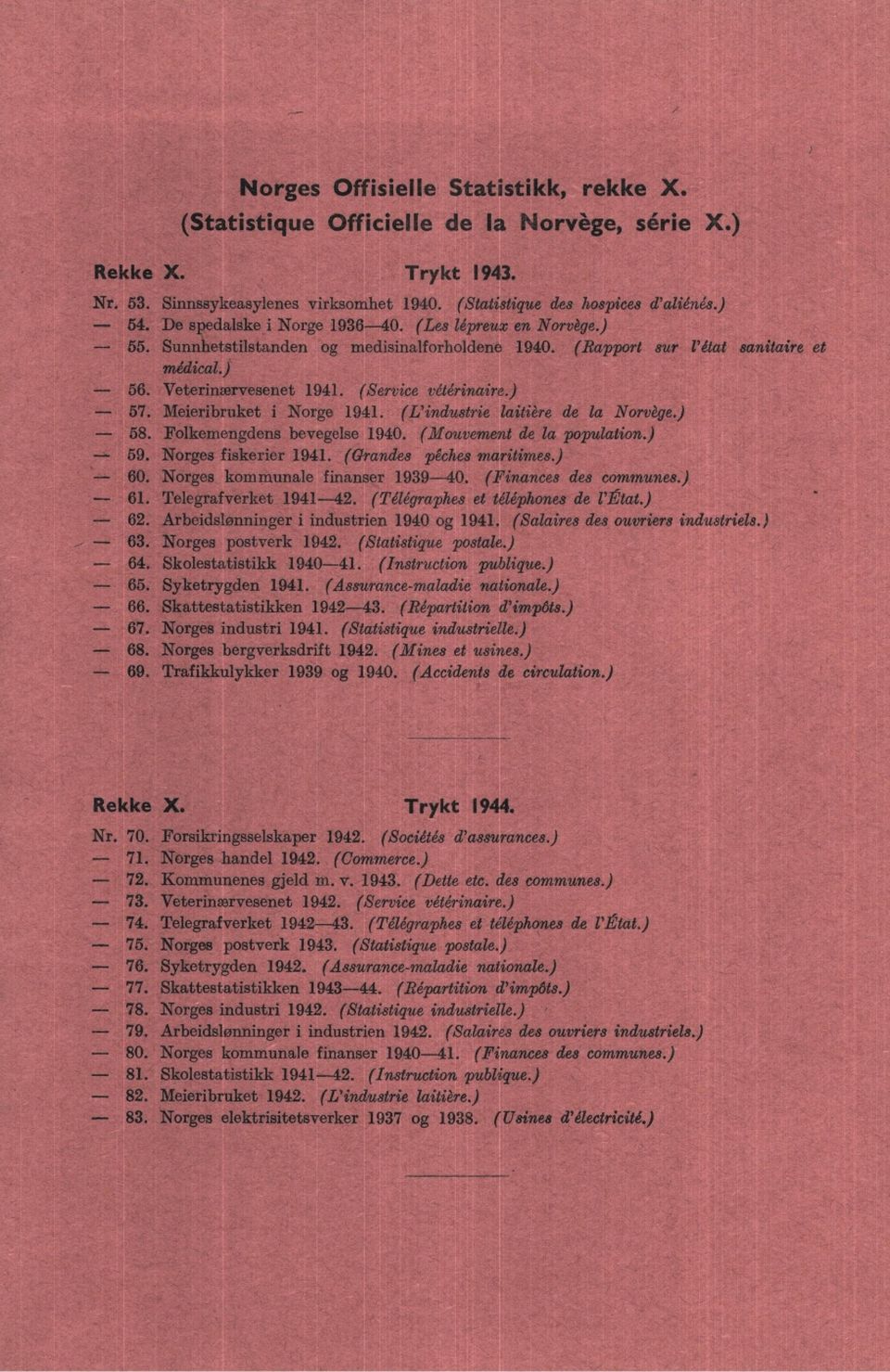 Meieribruket i Nrge 9. (L'industrie laitière de la Nrvège.) 58. Flkemengdens bevegelse 90. (Muvement de la ppulatin.) 59. Nrges fiskerier 9. (Grandes pêches maritimes.) 60.