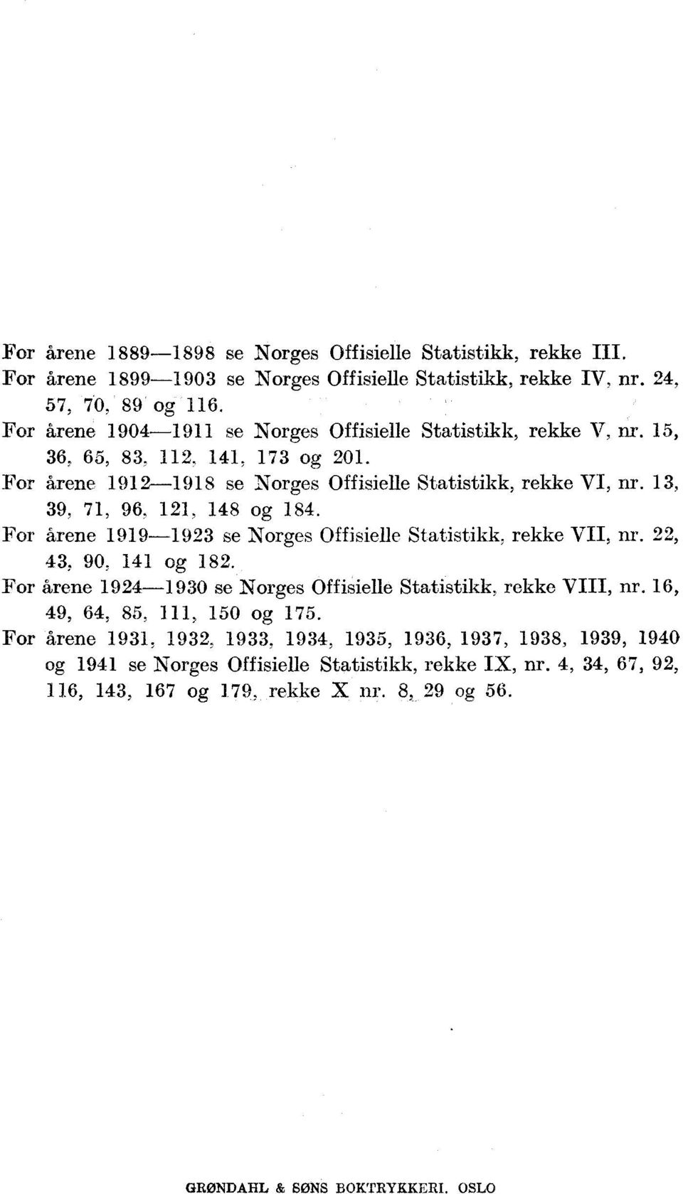 , 9, 7, 96,, 8 g 8. Fr hrene 999 se Nrges Offisielle Statistikk, rekke VII, nr.,, 90, g 8. Fr årene 990 se Nrges Offisielle Statistikk, rekke VIII, nr.