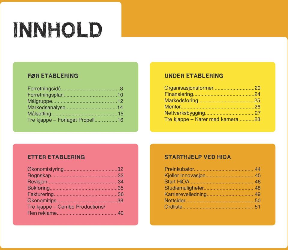 ..28 ETTER ETABLERING Økonomistyring...32 Regnskap...33 Revisjon...34 Bokføring...35 Fakturering...36 Økonomitips.