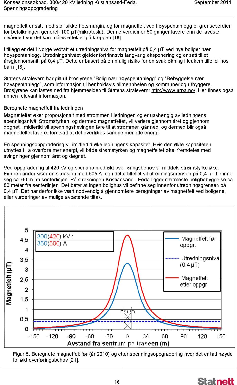 I tillegg er det i Norge vedtatt et utredningsnivå for magnetfelt på 0,4 µt ved nye boliger nær høyspentanlegg.