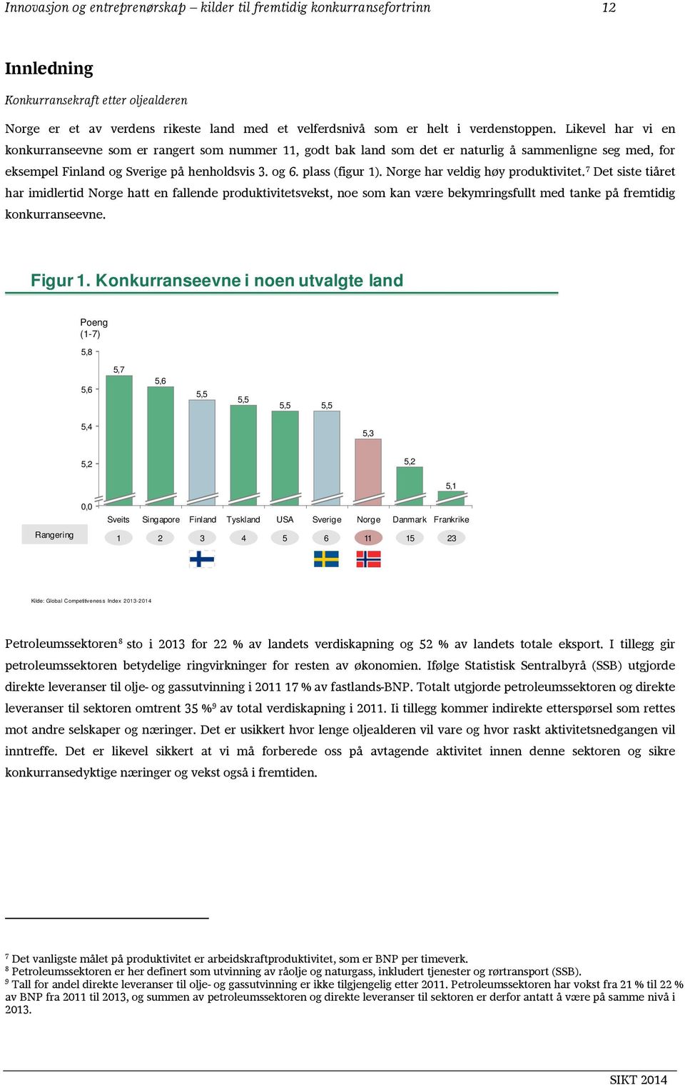 plass (figur 1). Norge har veldig høy produktivitet.