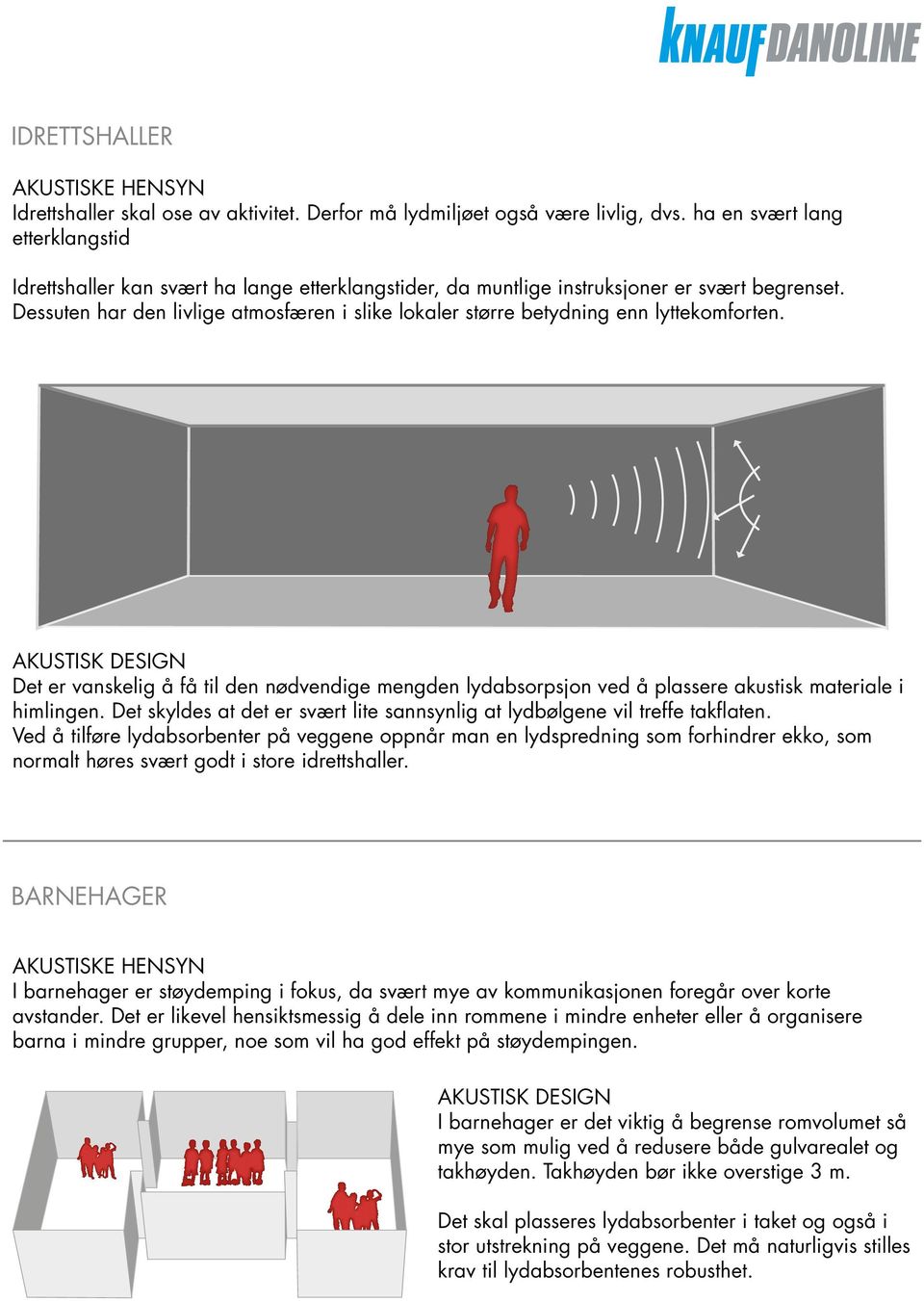 Dessuten har den livlige atmosfæren i slike lokaler større betydning enn lyttekomforten. Det er vanskelig å få til den nødvendige mengden lydabsorpsjon ved å plassere akustisk materiale i himlingen.