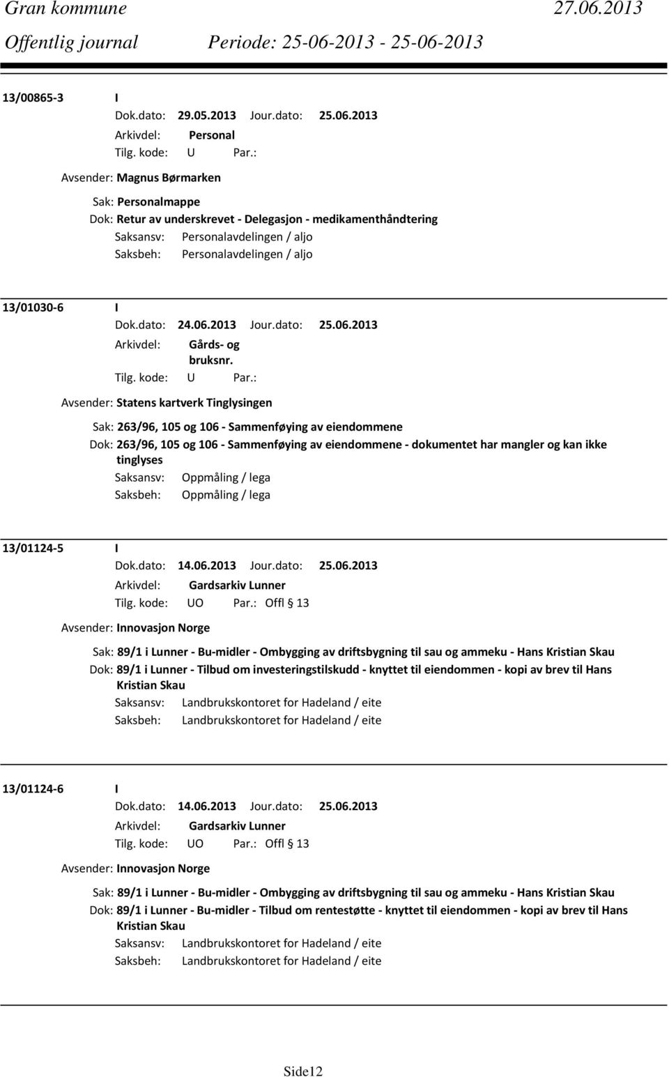 2013 Avsender: Magnus Børmarken Dok: Retur av underskrevet Delegasjon medikamenthåndtering Saksansv: Personalavdelingen / aljo Saksbeh: Personalavdelingen / aljo 13/01030 6 I Avsender: Statens