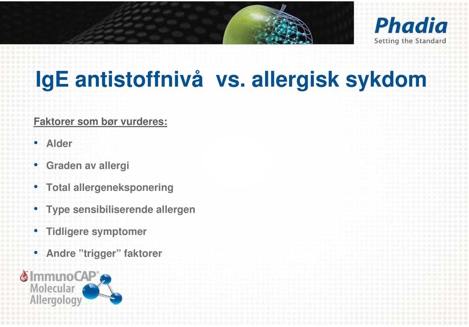 Alder Graden av allergi Total