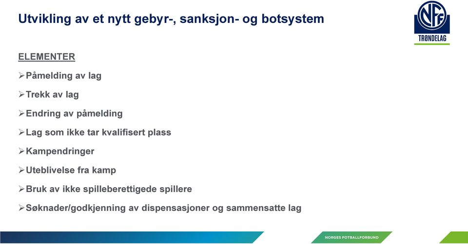 kvalifisert plass Kampendringer Uteblivelse fra kamp Bruk av ikke