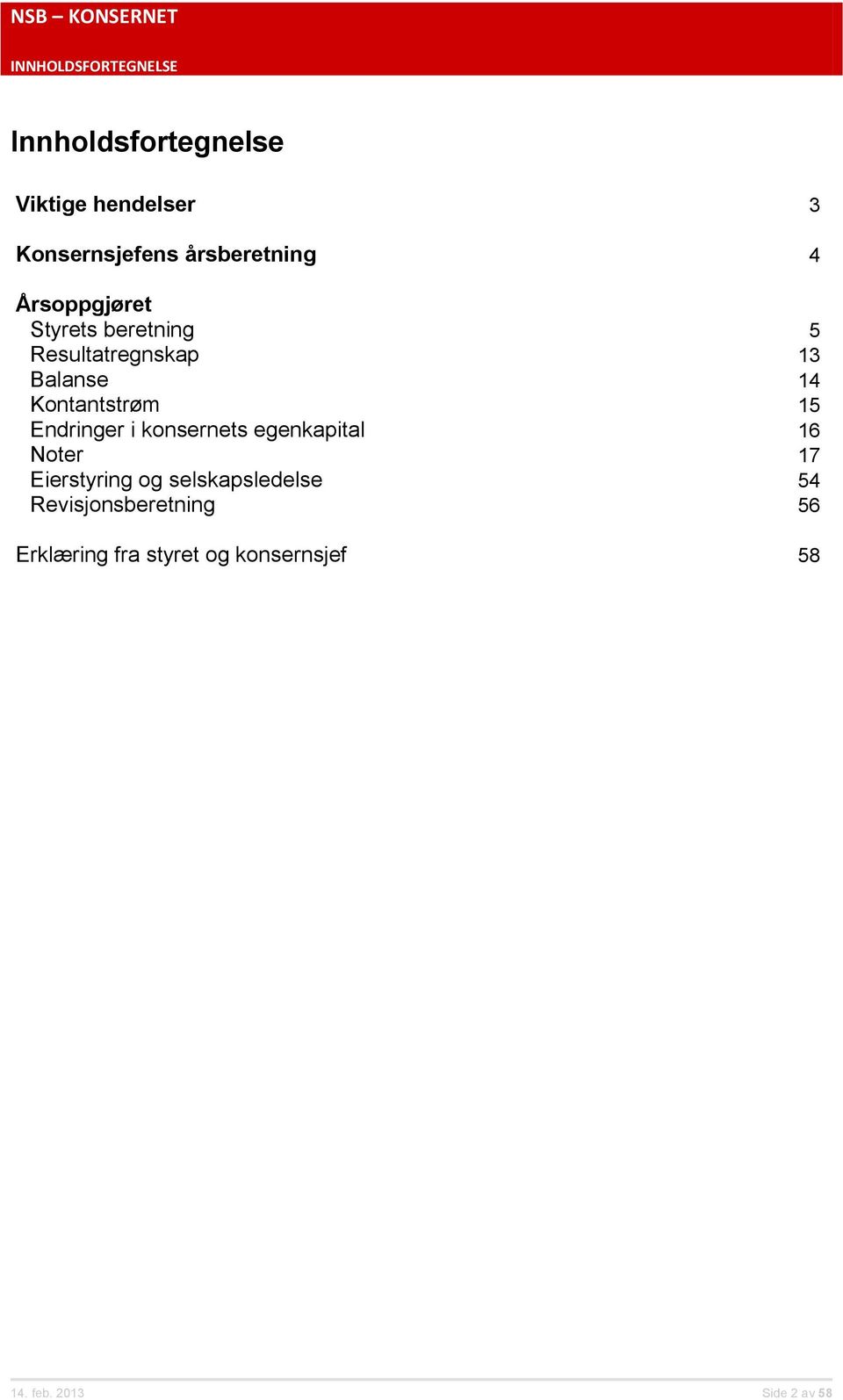 Kontantstrøm 15 Endringer i konsernets egenkapital 16 Noter 17 Eierstyring og