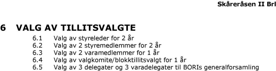 3 Valg av 2 varamedlemmer for 1 år 6.