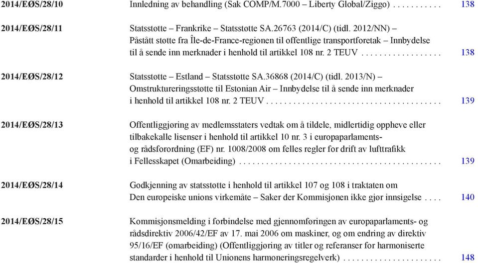 .. 138 2014/EØS/28/12 Statsstøtte Estland Statsstøtte SA.36868 (2014/C) (tidl. 2013/N) Omstruktureringsstøtte til Estonian Air Innbydelse til å sende inn merknader i henhold til artikkel 108 nr.