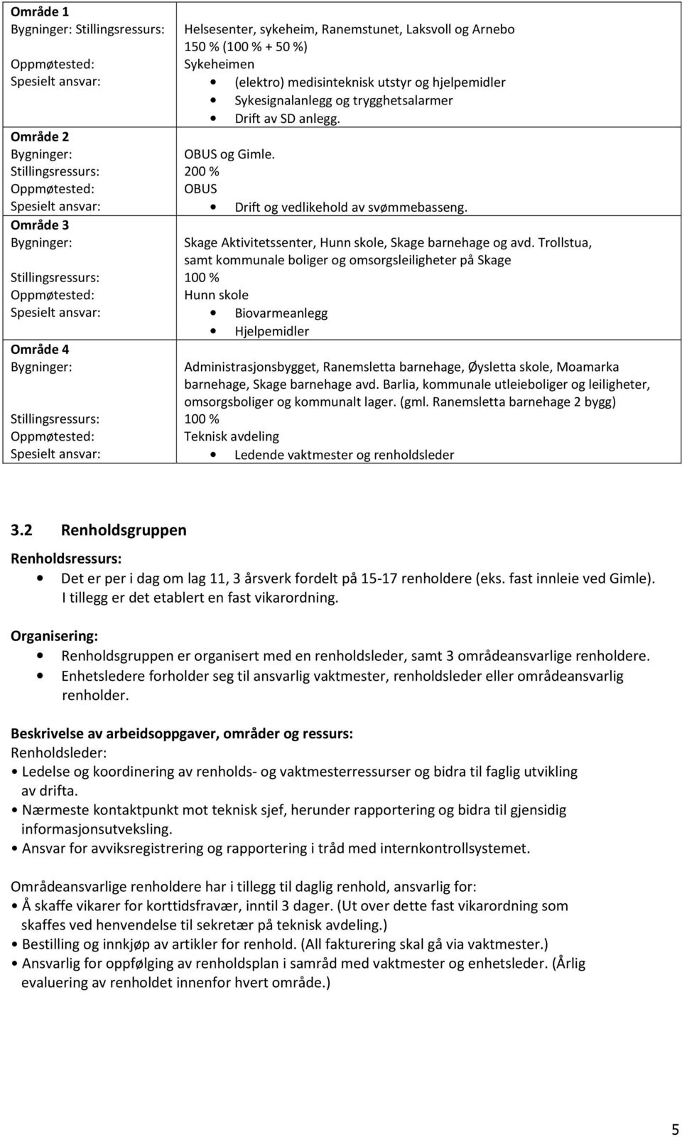 hjelpemidler Sykesignalanlegg og trygghetsalarmer Drift av SD anlegg. OBUS og Gimle. 200 % OBUS Drift og vedlikehold av svømmebasseng. Skage Aktivitetssenter, Hunn skole, Skage barnehage og avd.