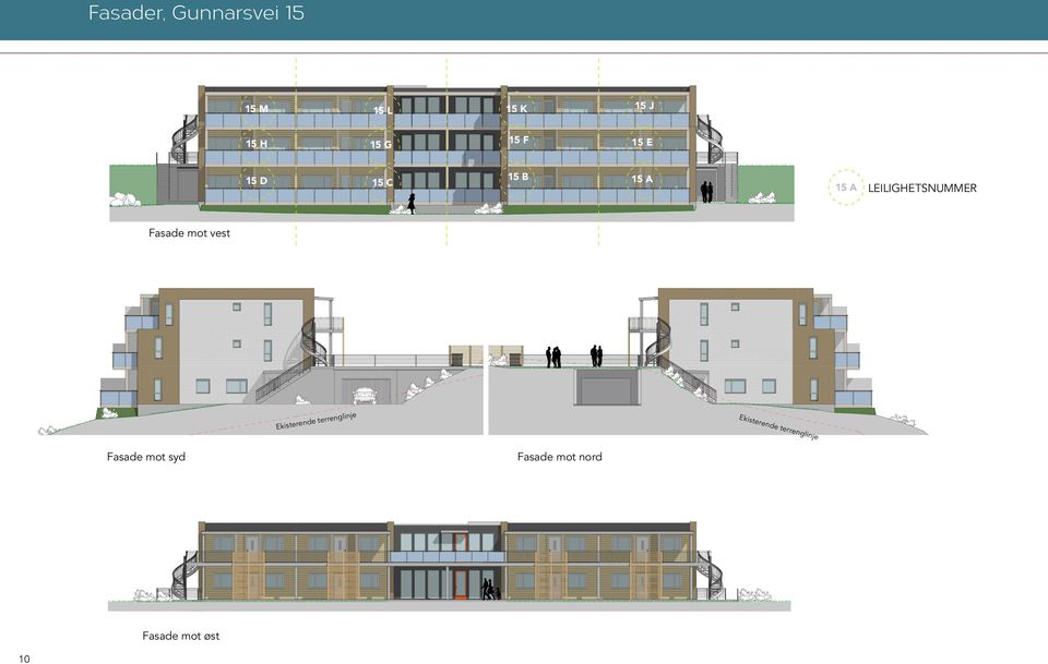 Fasade mot syd Fasade mot øst 10 nde terr englinje Ekis t