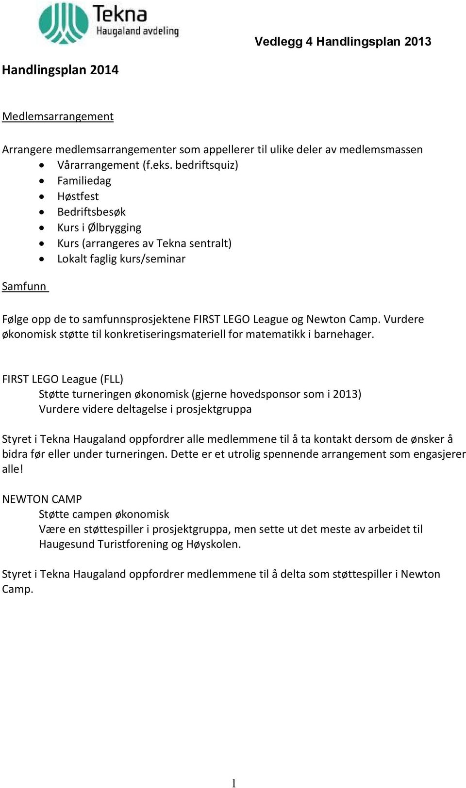 Newton Camp. Vurdere økonomisk støtte til konkretiseringsmateriell for matematikk i barnehager.