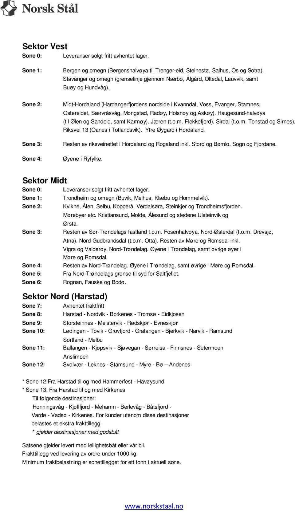 Sone 2: Sone 3: Sone 4: Midt-Hordaland (Hardangerfjordens nordside i Kvanndal, Voss, Evanger, Stamnes, Ostereidet, Særvråsvåg, Mongstad, Radøy, Holsnøy og Askøy).