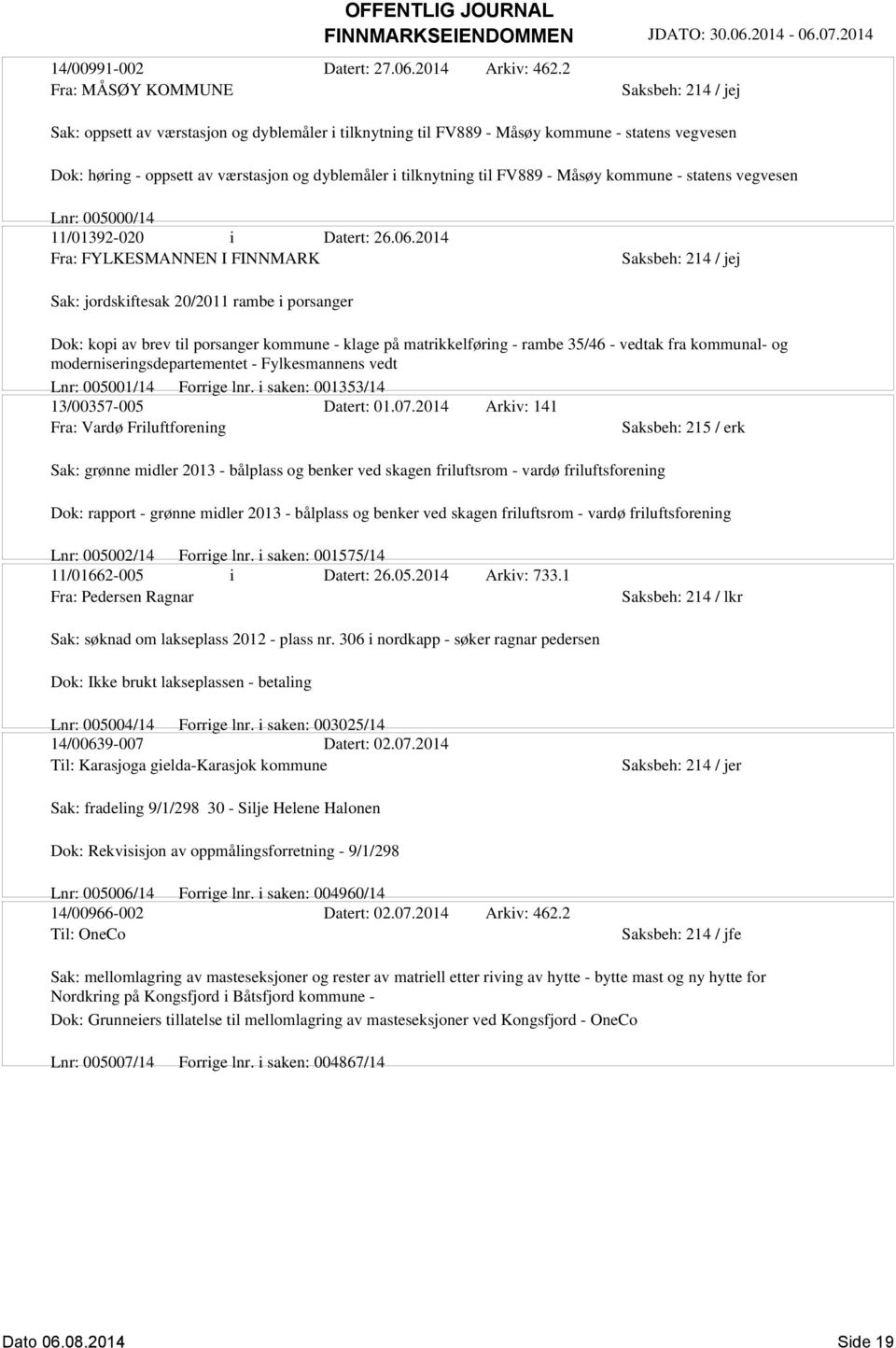 tilknytning til FV889 - Måsøy kommune - statens vegvesen Lnr: 005000/14 11/01392-020 i Datert: 26.06.