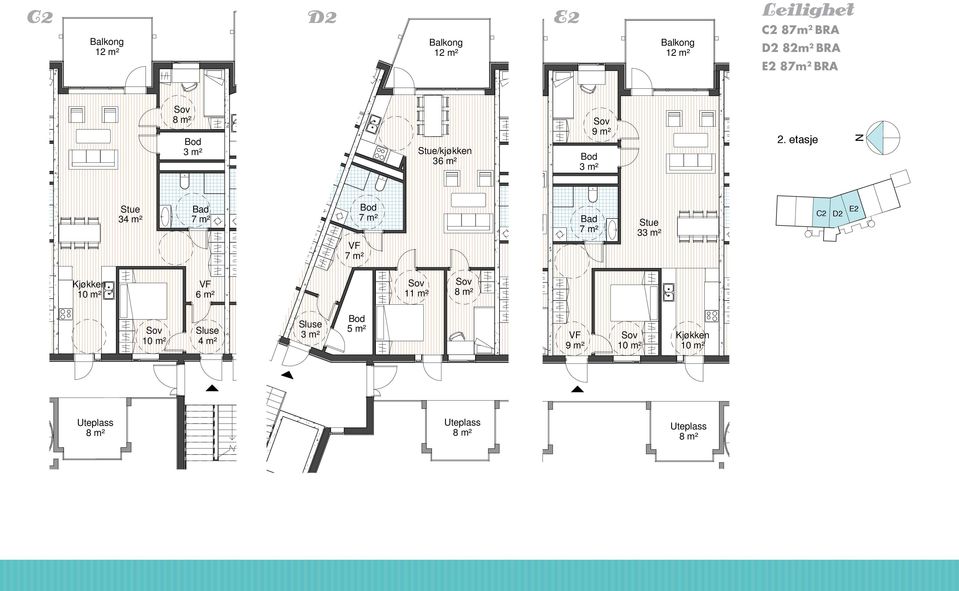 Beskrivelse - Dato EK SK Tegningsstatus Salgstegninger erende solem:arkitektur erende solem:arkitektur Uteplass Byggherre Uteplass utb.selskap Prosj. r. 07.