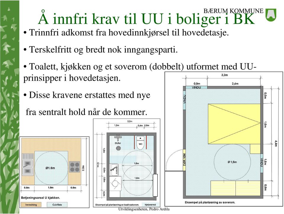 Terskelfritt og bredt nok inngangsparti.