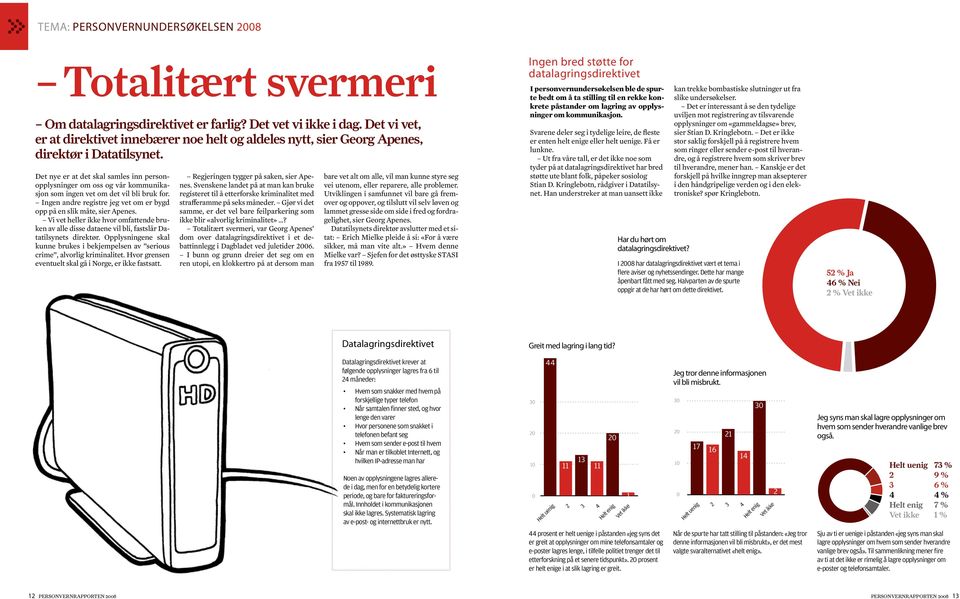 Det nye er at det skal samles inn personopplysninger om oss og vår kommunikasjon som ingen vet om det vil bli bruk for. Ingen andre registre jeg vet om er bygd opp på en slik måte, sier Apenes.