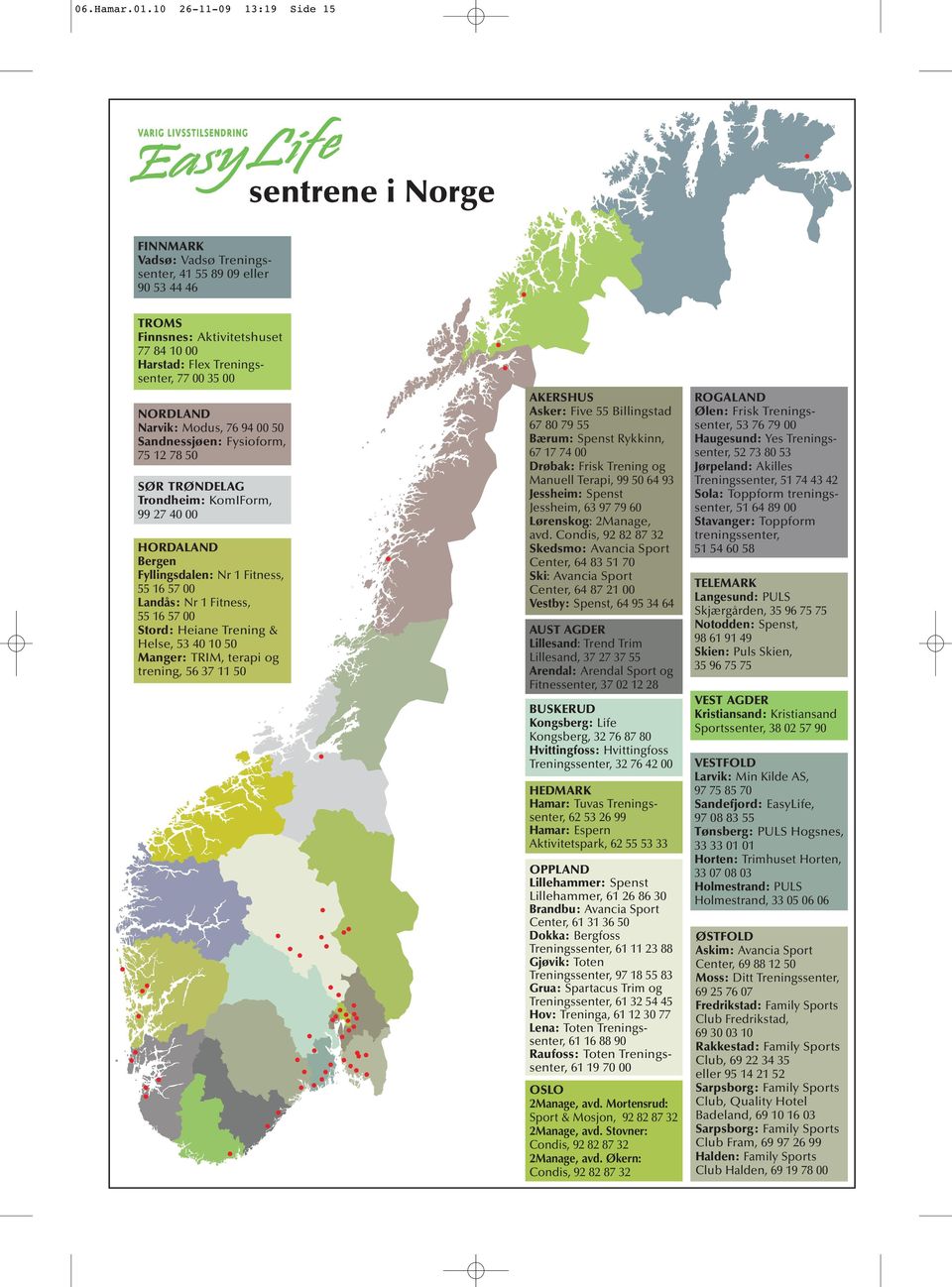 NORDLAND Narvik: Modus, 76 94 00 50 Sandnessjøen: Fysioform, 75 12 78 50 SØR TRØNDELAG Trondheim: KomIForm, 99 27 40 00 HORDALAND Bergen Fyllingsdalen: Nr 1 Fitness, 55 16 57 00 Landås: Nr 1 Fitness,