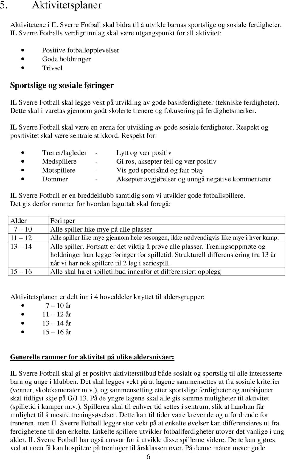 utvikling av gode basisferdigheter (tekniske ferdigheter). Dette skal i varetas gjennom godt skolerte trenere og fokusering på ferdighetsmerker.