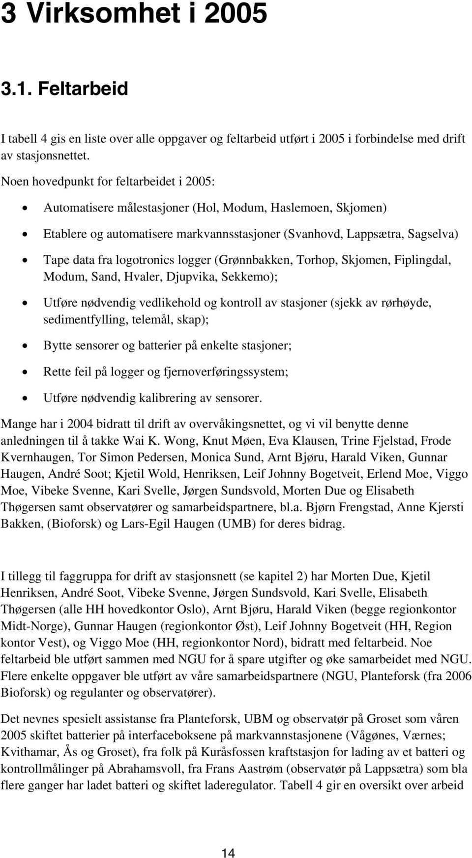 logotronics logger (Grønnbakken, Torhop, Skjomen, Fiplingdal, Modum, Sand, Hvaler, Djupvika, Sekkemo); Utføre nødvendig vedlikehold og kontroll av stasjoner (sjekk av rørhøyde, sedimentfylling,