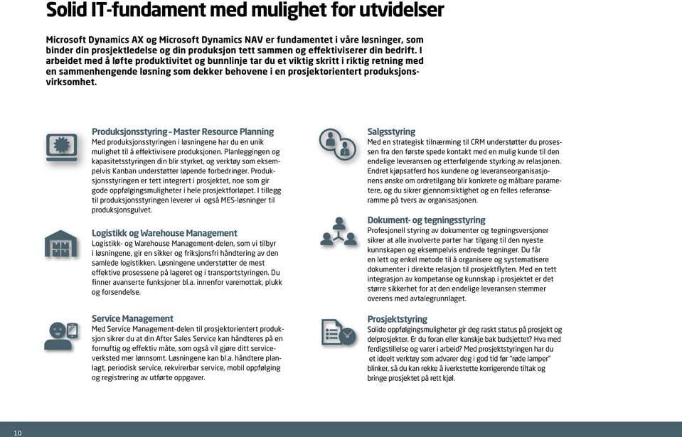 I arbeidet med å løfte produktivitet og bunnlinje tar du et viktig skritt i riktig retning med en sammenhengende løsning som dekker behovene i en prosjektorientert produksjonsvirksomhet.