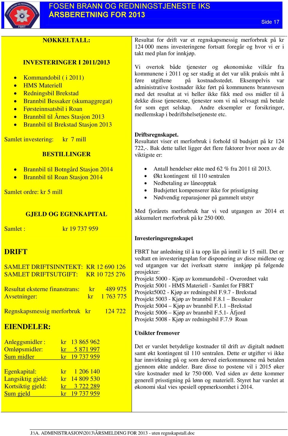 takt med plan for innkjøp. Vi overtok både tjenester og økonomiske vilkår fra kommunene i 2011 og ser stadig at det var ulik praksis mht å føre utgiftene på kostnadsstedet.