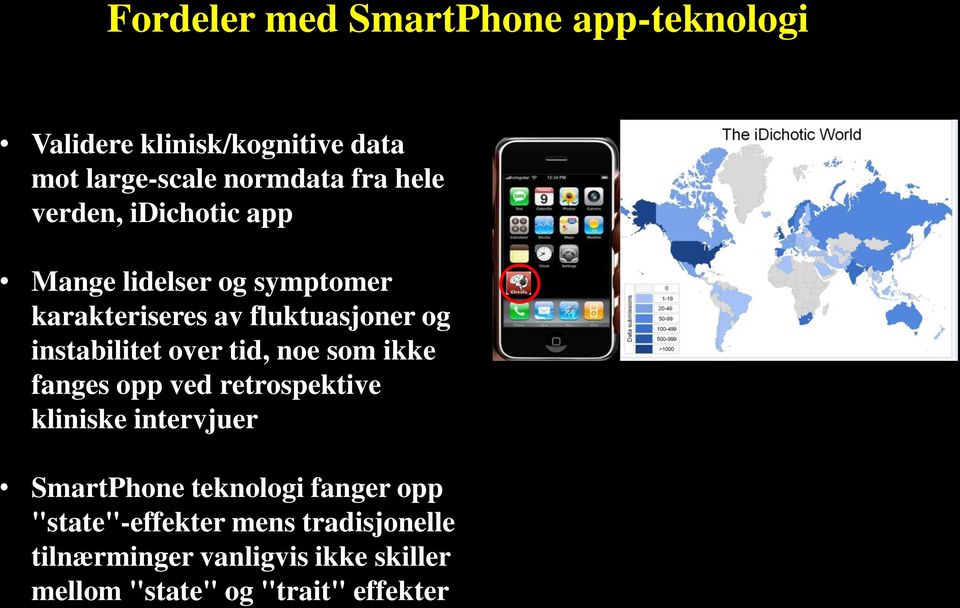 over tid, noe som ikke fanges opp ved retrospektive kliniske intervjuer SmartPhone teknologi fanger