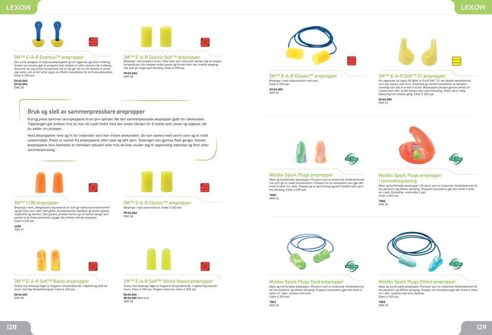 EX-01-002 EX-01-001 SNR 28 3M E-A-R Classic Soft ørepropper Ørepropp i termoreaktivt skum.
