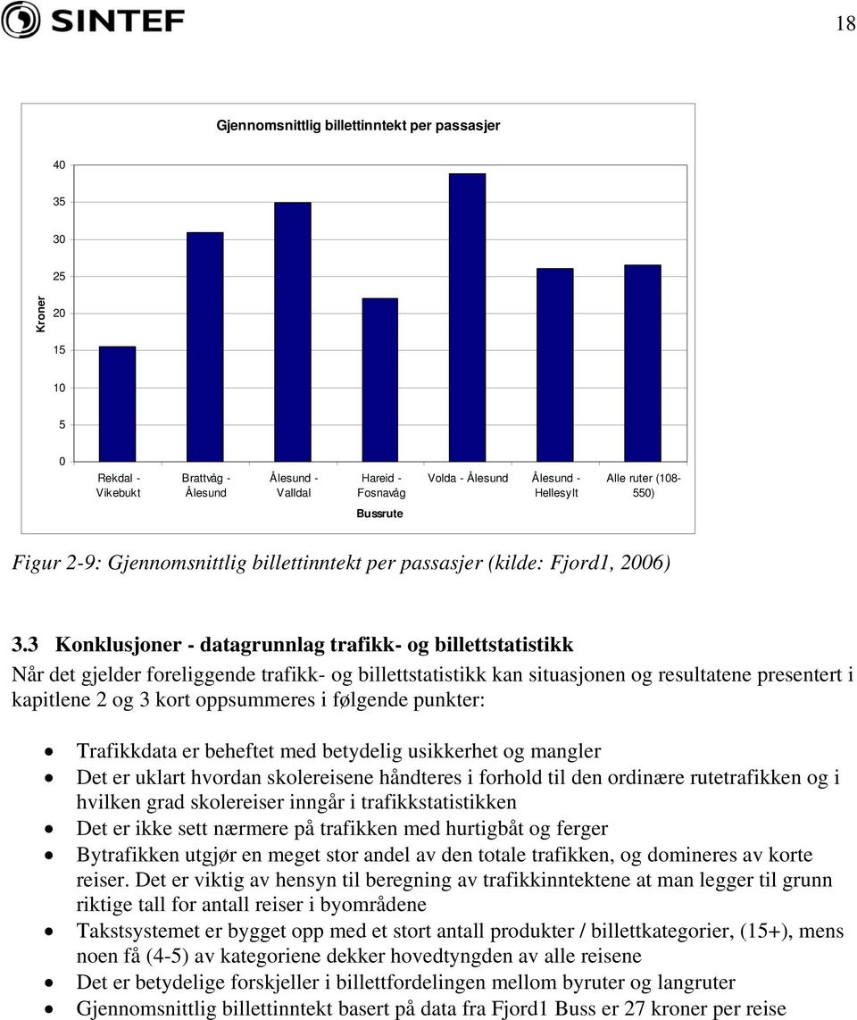 3 Konklusjoner - datagrunnlag trafikk- og billettstatistikk Når det gjelder foreliggende trafikk- og billettstatistikk kan situasjonen og resultatene presentert i kapitlene 2 og 3 kort oppsummeres i