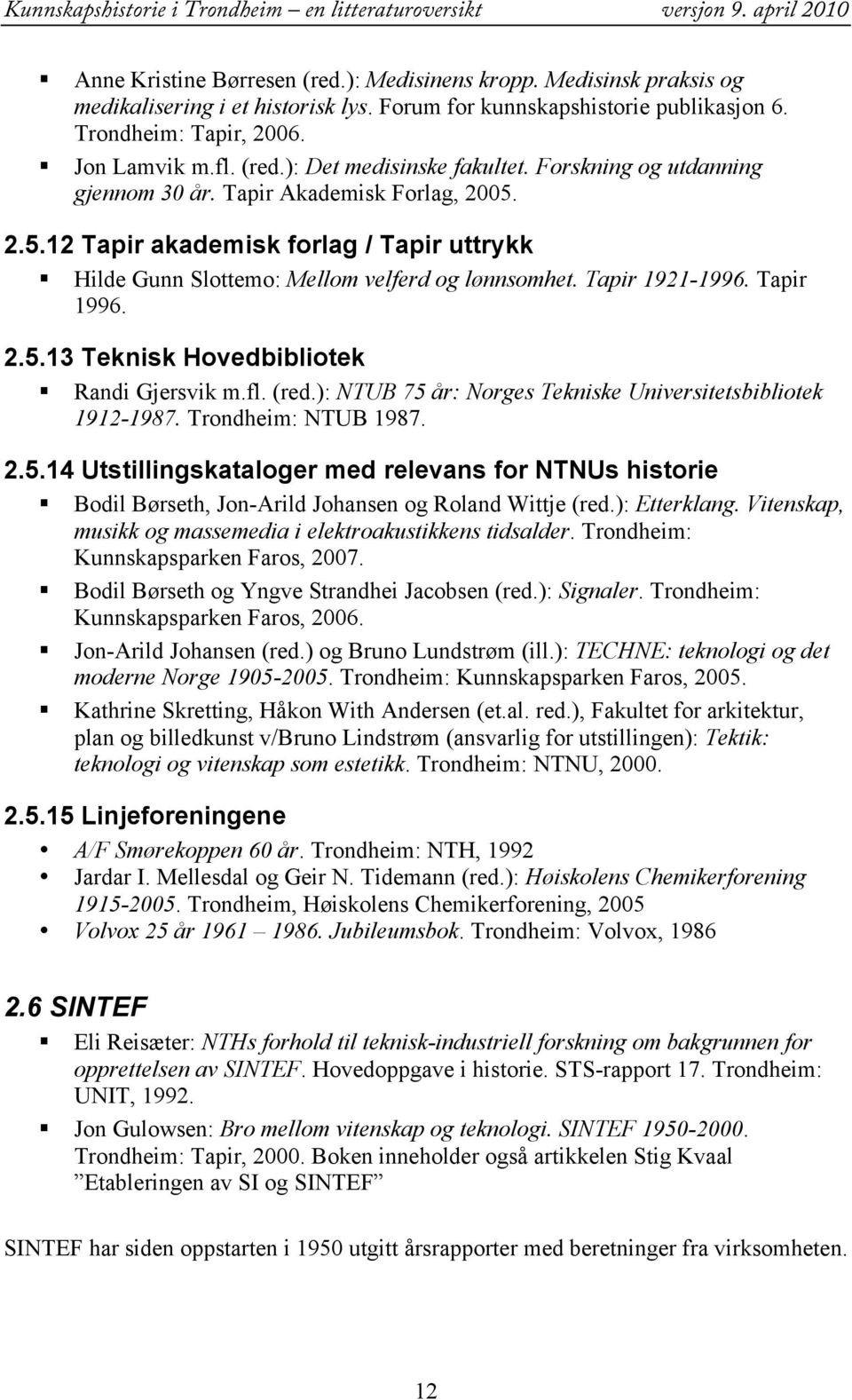 fl. (red.): NTUB 75 år: Norges Tekniske Universitetsbibliotek 1912-1987. Trondheim: NTUB 1987. 2.5.14 Utstillingskataloger med relevans for NTNUs historie Bodil Børseth, Jon-Arild Johansen og Roland Wittje (red.