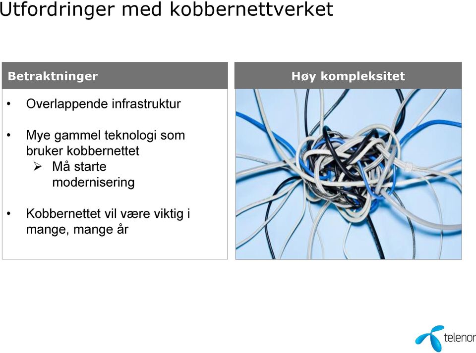 teknologi som bruker kobbernettet Må starte