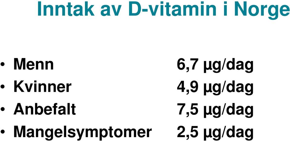 Mangelsymptomer 6,7 µg/dag