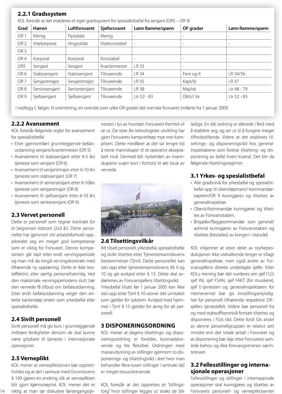 Tilsvarende LR 34 Fenr og lt LR 34/36 OR 7 Sersjantmajor Sersjantmajor Tilsvarende LR 35 Kapt/kl LR 37 OR 8 Seniorsersjant Seniorsersjant Tilsvarende LR 38 Maj/ok Ltr 48-79 OR 9 Sjefssersjant