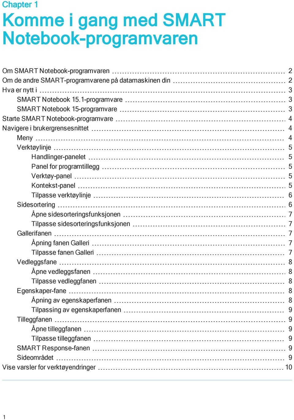 Kntekst-panel 5 Tilpasse verktøylinje 6 Sidesrtering 6 Åpne sidesrteringsfunksjnen 7 Tilpasse sidesrteringsfunksjnen 7 Gallerifanen 7 Åpning fanen Galleri 7 Tilpasse fanen Galleri 7 Vedleggsfane 8