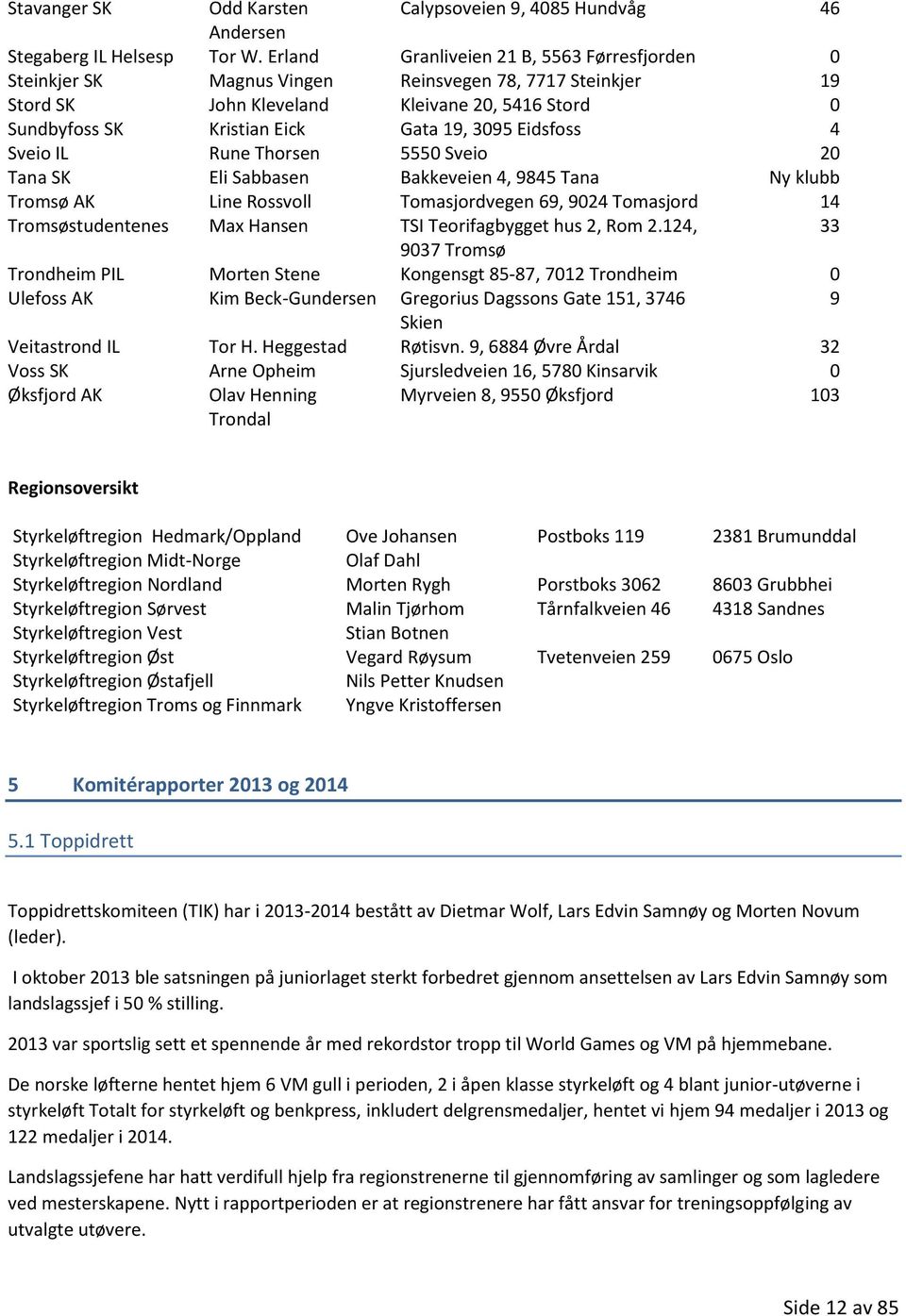 Eidsfoss 4 Sveio IL Rune Thorsen 5550 Sveio 20 Tana SK Eli Sabbasen Bakkeveien 4, 9845 Tana Ny klubb Tromsø AK Line Rossvoll Tomasjordvegen 69, 9024 Tomasjord 14 Tromsøstudentenes Max Hansen TSI