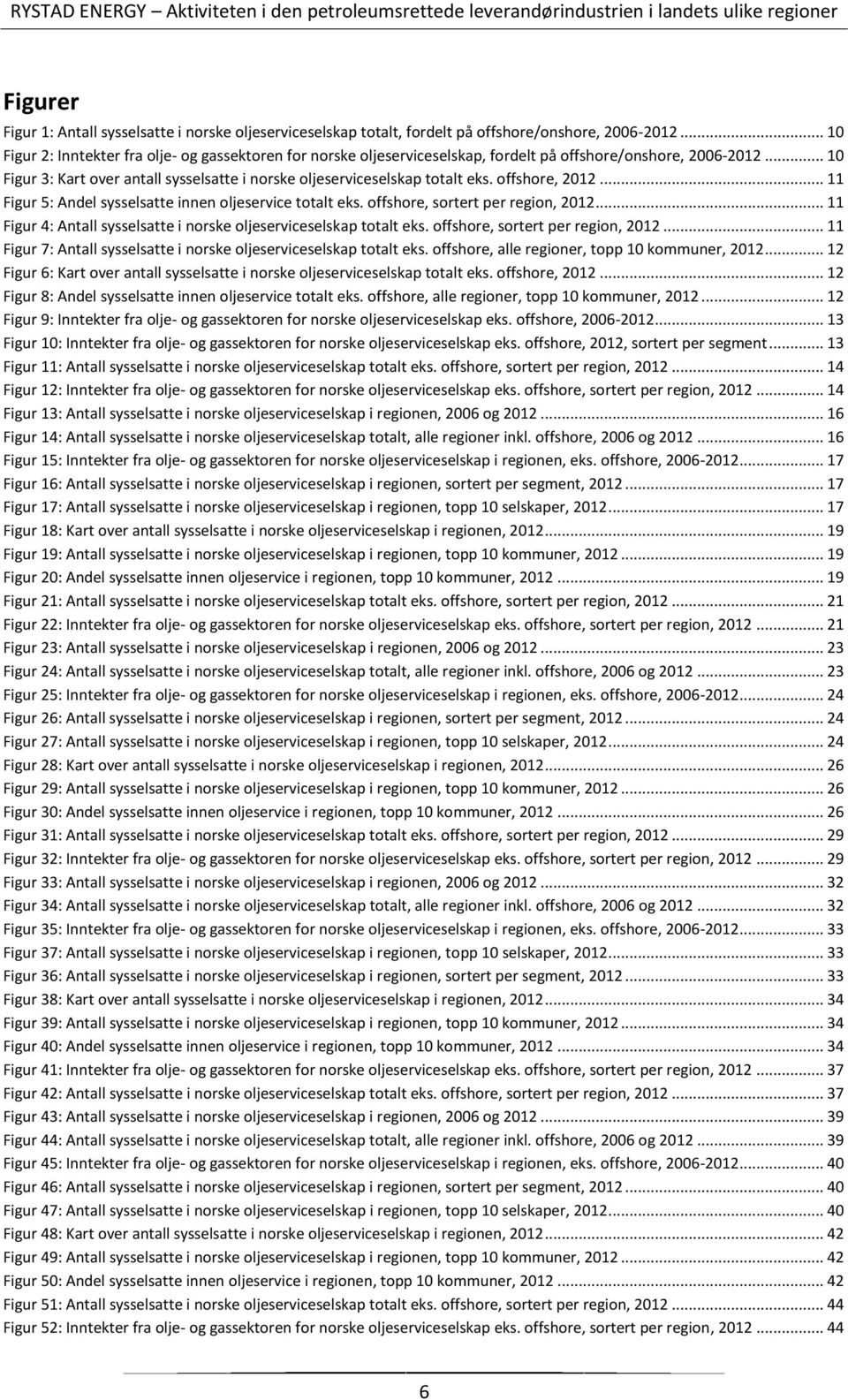 .. 10 Figur 3: Kart over antall sysselsatte i norske oljeserviceselskap totalt eks. offshore, 2012... 11 Figur 5: Andel sysselsatte innen oljeservice totalt eks. offshore, sortert per region, 2012.