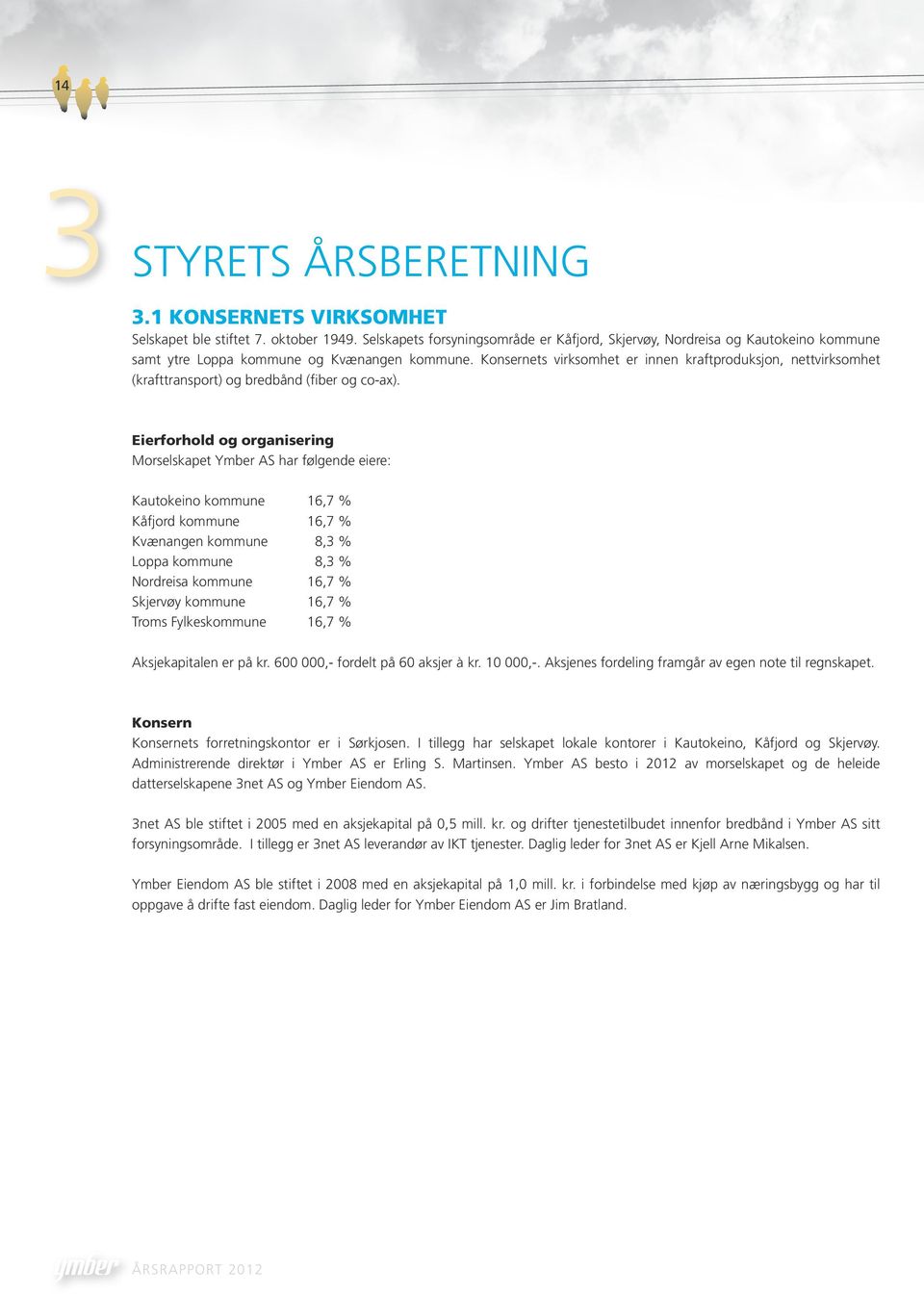 Konsernets virksomhet er innen kraftproduksjon, nettvirksomhet (krafttransport) og bredbånd (fiber og co-ax).