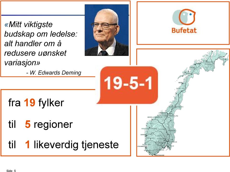 - W. Edwards Deming fra 19 fylker til 5