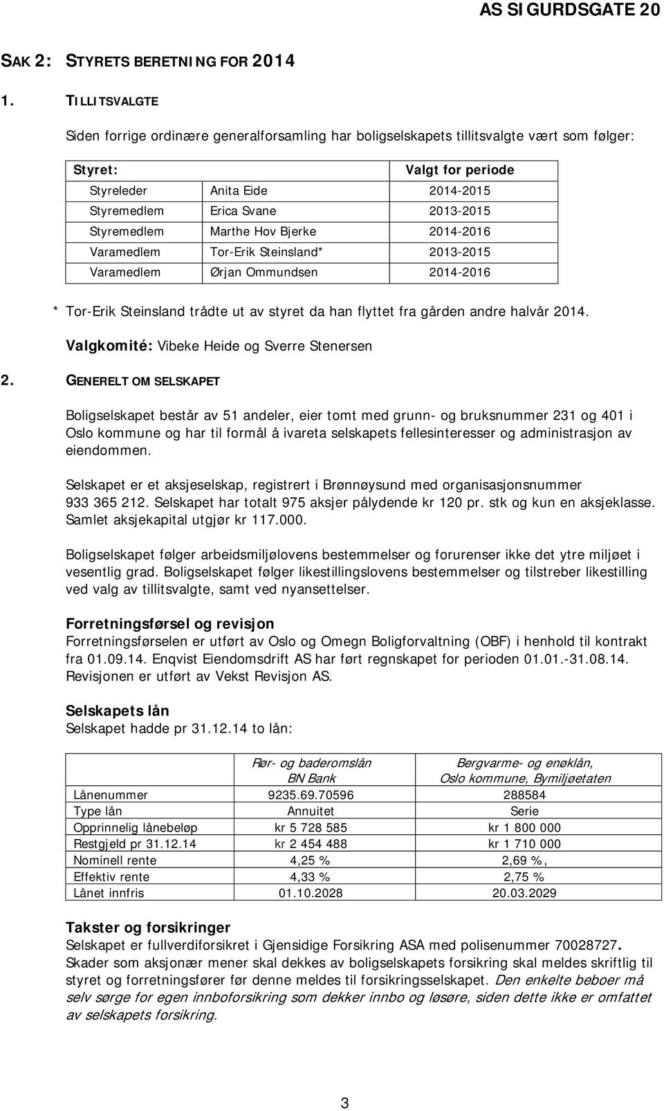 Styremedlem Marthe Hov Bjerke 2014-2016 Varamedlem Tor-Erik Steinsland* 2013-2015 Varamedlem Ørjan Ommundsen 2014-2016 * Tor-Erik Steinsland trådte ut av styret da han flyttet fra gården andre halvår