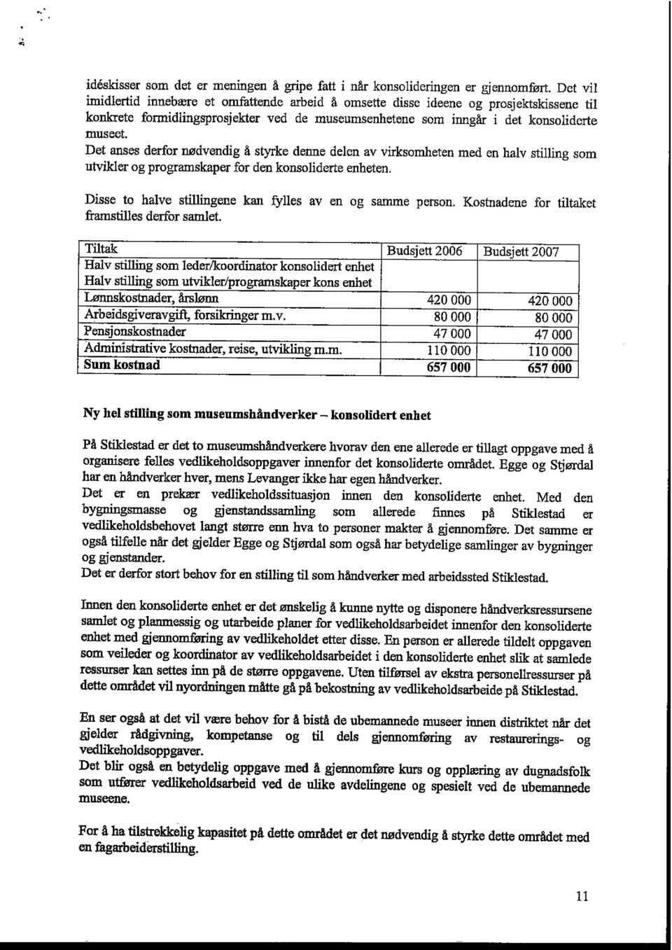 Det anses derfor nødvendig å styrke denne delen av virksomheten med en halv stilling som utvikler og programskaper for den konsoliderte enheten.