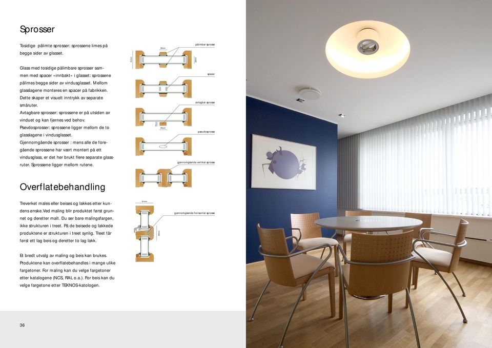 Mellom glasslagene monteres en spacer på fabrikken. Dette skaper et visuelt inntrykk av separate småruter.