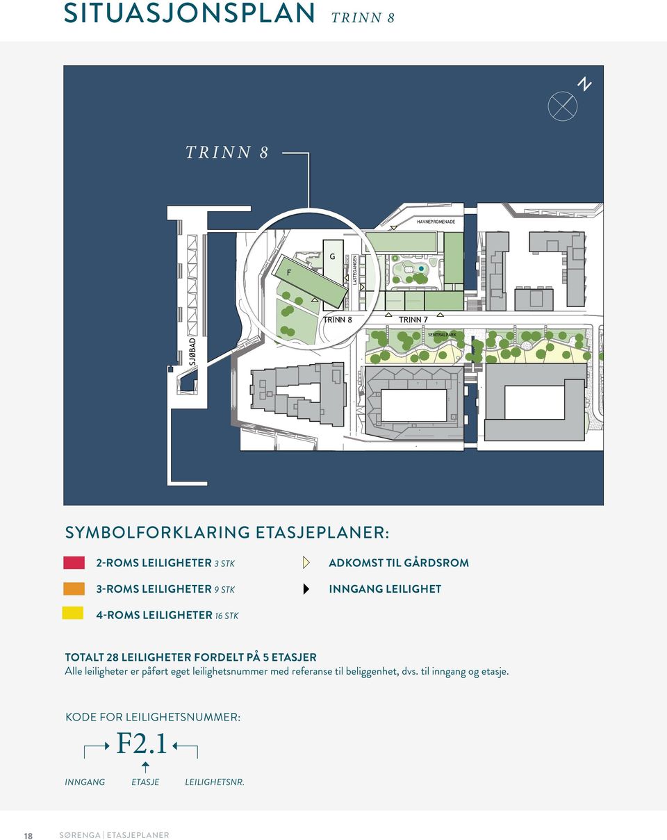 LEILIGHETER 16 STK TOTALT 28 LEILIGHETER FORDELT PÅ 5 ETASJER Alle leiligheter er påført eget leilighetsnummer med