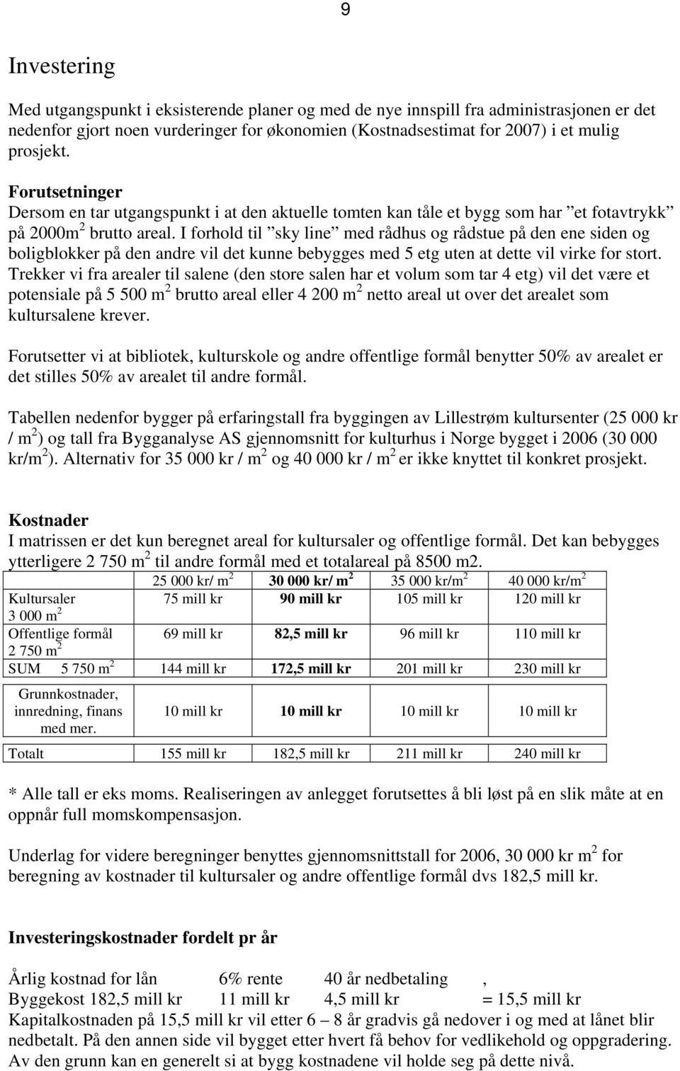 I forhold til sky line med rådhus og rådstue på den ene siden og boligblokker på den andre vil det kunne bebygges med 5 etg uten at dette vil virke for stort.