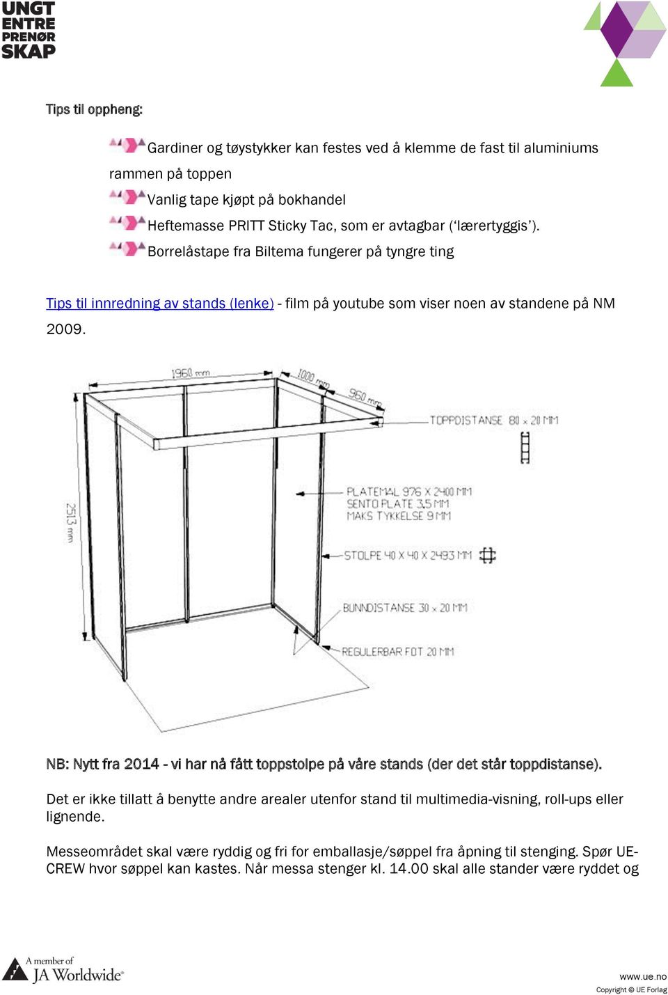 NB: Nytt fra 2014 - vi har nå fått toppstolpe på våre stands (der det står toppdistanse).