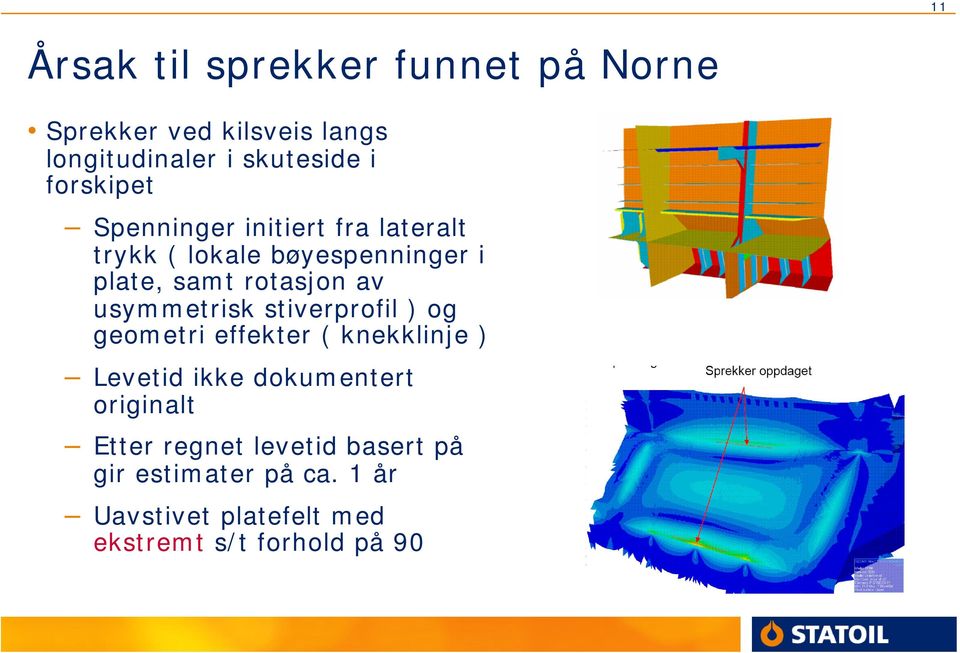 usymmetrisk stiverprofil ) og geometri effekter ( knekklinje ) Levetid ikke dokumentert originalt