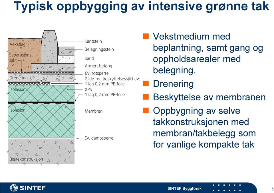 Drenering Beskyttelse av membranen Oppbygning av selve