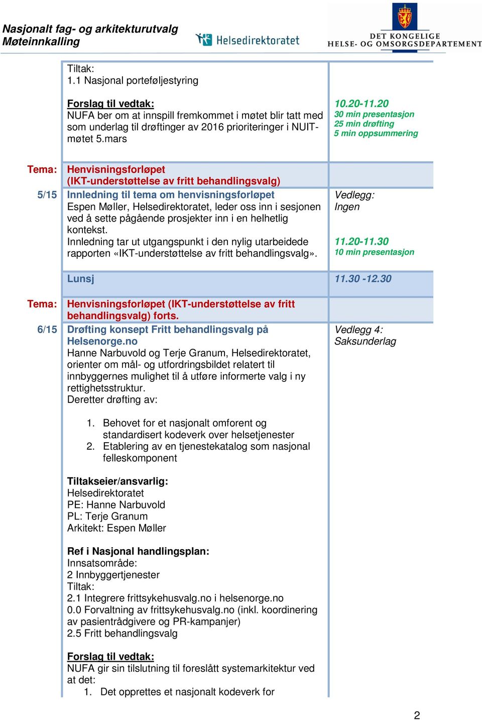 20 30 min presentasjon 25 min drøfting 5 min oppsummering Tema: Henvisningsforløpet (IKT-understøttelse av fritt behandlingsvalg) 5/15 Innledning til tema om henvisningsforløpet Espen Møller,